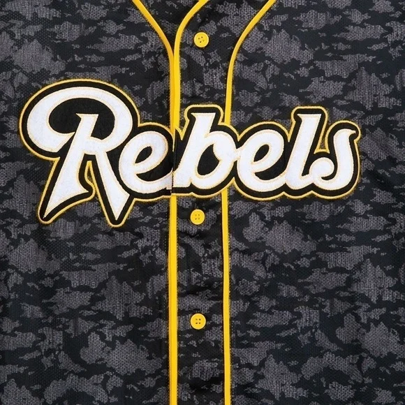 Rebels Logo Baseball Jersey for Adults - Picture 3 of 9